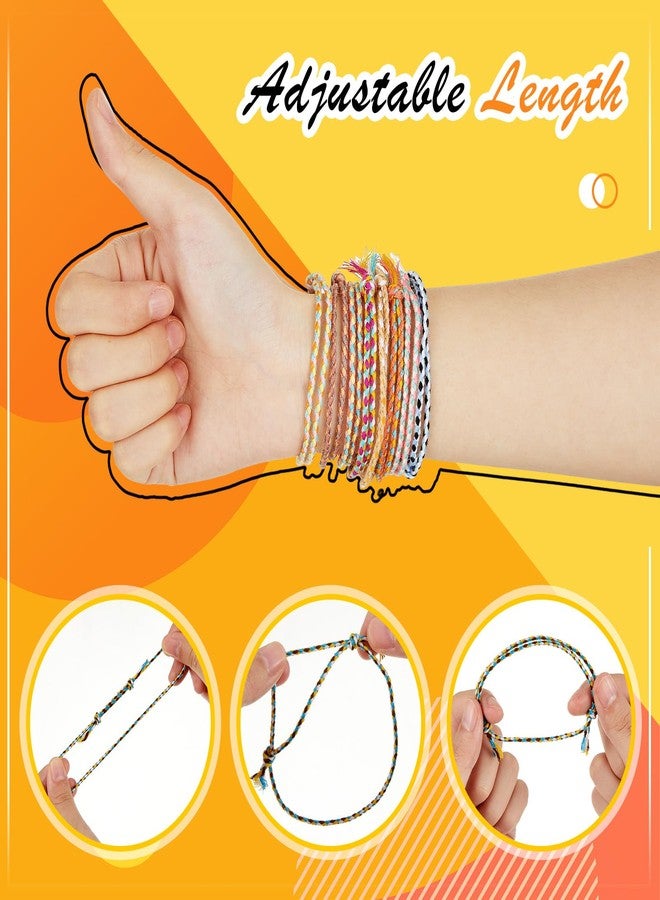 Equsion 100 Pcs Woven Wrap Friendship Bracelets Beach String Handmade Braided Adjustable Thread Bracelets for Women Party Favors Birthday Gifts (Classic) - Image 3